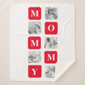 Trendy Collage Foto & Red Best Mommy Geschenk Sherpadecke (Vorderseite)