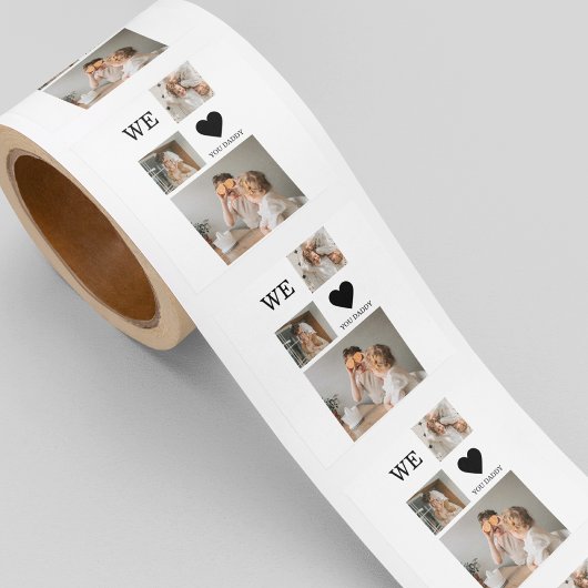 Trendy Collage Foto & Wir Liebe Sie Daddy Geschenk Quadratischer Aufkleber