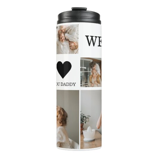 Trendy Collage Foto & Wir Liebe Sie Daddy Geschenk Thermosbecher (Vorderseite)