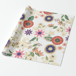 Trendy Colorado Folklore Floral Original Golden De Geschenkpapier