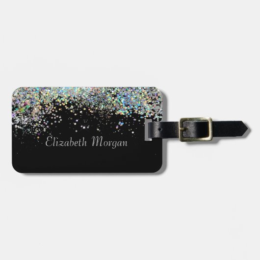 Trendy Colorful Confetti Black Gepäckanhänger (Vorderseite horizontal)
