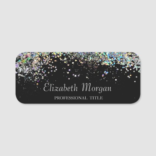 Trendy Colorful Confetti Black Namensschild (Vorderseite)
