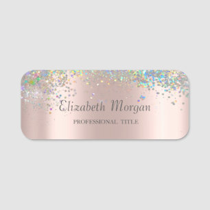 Trendy Colorful Confetti, Rose Gold Namensschild