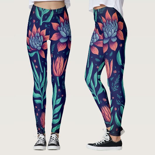 Trendy Colorful Garden Succules Blumenmuster Leggings