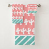 Trendy Colorful Geo Cactus Pattern Badhandtuch Set (Insitu)