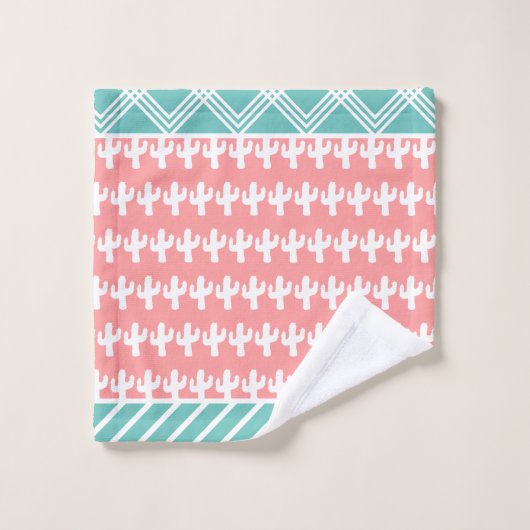 Trendy Colorful Geo Cactus Pattern Badhandtuch Set (Waschlappen)