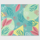 Trendy Colorful Geo Nautical Seashells Seetang Geschenkpapier (Flach)