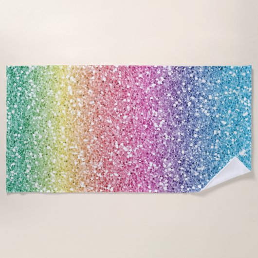Trendy Colorful Glitzer Ombre Strandtuch (Vorderseite)