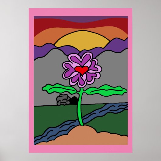 Trendy Colorful Hand Drawing Cartoon Blume Poster (Vorne)