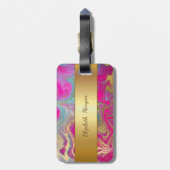 Trendy Colorful Marmor, Monogramm Gepäckanhänger (Rückseite vertikal)