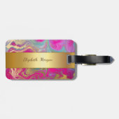 Trendy Colorful Marmor, Monogramm Gepäckanhänger (Rückseite horizontal)