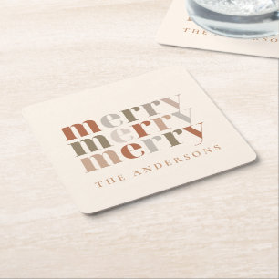 Trendy Colorful Merry Individuelle Name Weihnachts Rechteckiger Pappuntersetzer