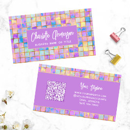 Trendy Colorful Modern Tiles QR Code Abstrakt Name Visitenkarte