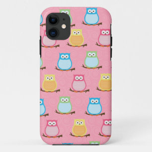 Trendy Colorful Owls iPhone 5 Fall (rosa) Case-Mate iPhone Hülle