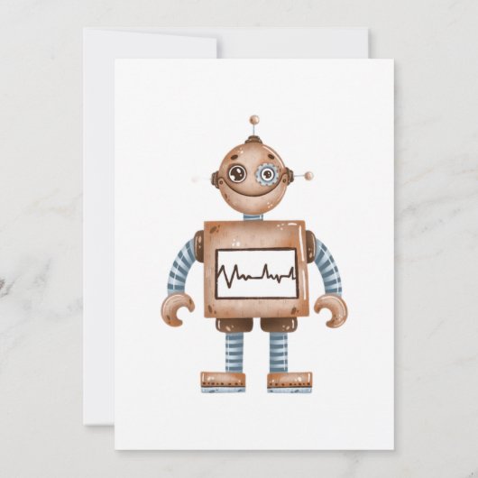 Trendy Colorful Robots Boy Birthday Party Einladung (Rückseite)