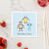 Trendy Colorful Robots Boy Birthday Party Serviette (Beispiel)