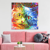 Trendy Colorful Tabby Cat Leinwanddruck (Insitu (Wohnzimmer))