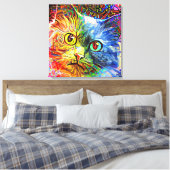 Trendy Colorful Tabby Cat Leinwanddruck (Insitu (Schlafzimmer))