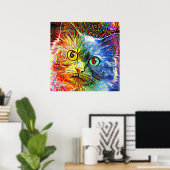 Trendy Colorful Tabby Cat Poster (Heimbüro)