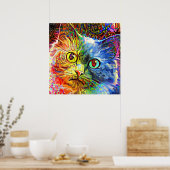 Trendy Colorful Tabby Cat Poster (Küche)