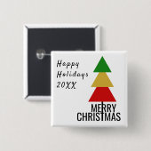 TRENDY COLORFUL XMAS TREE MERRY CHRISTMAS CUSTOM BUTTON (Vorne & Hinten)