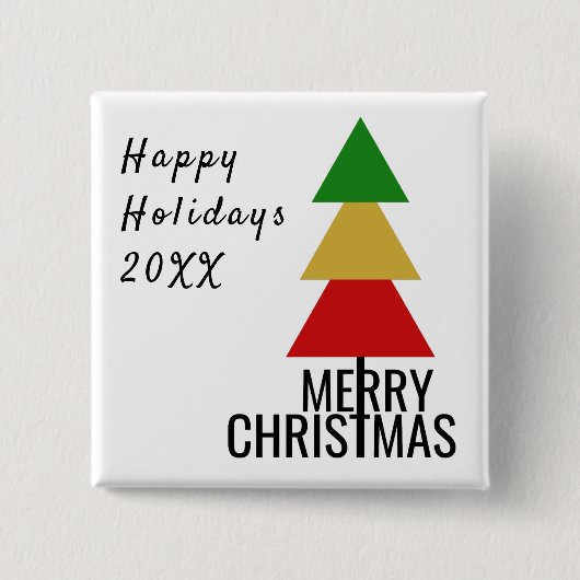 TRENDY COLORFUL XMAS TREE MERRY CHRISTMAS CUSTOM BUTTON (Vorderseite)