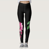 Trendy & Comfortable Mode Floral Corsage Black Leggings (Vorderseite)