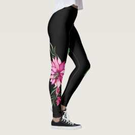 Trendy & Comfortable Mode Floral Corsage Black Leggings