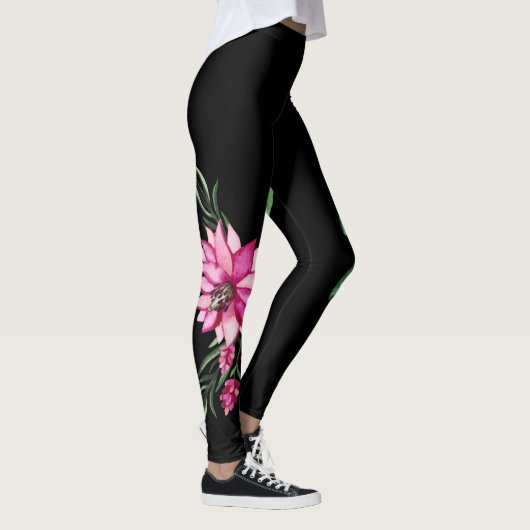 Trendy & Comfortable Mode Floral Corsage Black Leggings (Rechts)