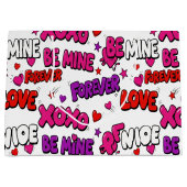 Trendy Comic Book Graffiti "Be Mine" Typography Große Geschenktüte (Vorderseite)