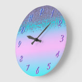Trendy Confetti Diamonds Ombre Holografie Große Wanduhr (Winkel)