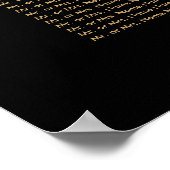 Trendy Confetti Golden Dots auf Black Seating Char Poster (Ecke)