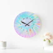 Trendy Confetti Rainbow Gefärbte Krawatte Große Wanduhr (Zuhause)