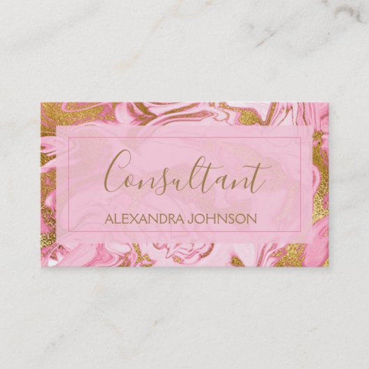 Trendy Consultant für Rosa und Gold-Marmor Visitenkarte (Vorderseite)