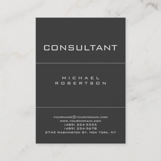 Trendy Consultant Gray Chubby Business Card Visitenkarte (Vorderseite)