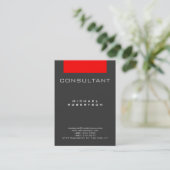 Trendy Consultant Red Gray Chubby Business Card Visitenkarte (Stehend Vorderseite)