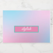 Trendy Contemporary Aquamarin Pink Blue Schaumweinetikett (Einzelnes Label)