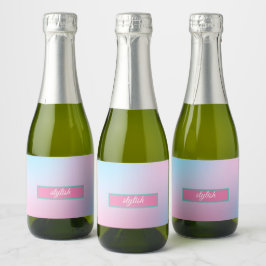 Trendy Contemporary Aquamarin Pink Blue Schaumweinetikett