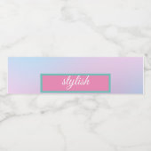 Trendy Contemporary Aquamarin Pink Blue Wasserflaschenetikett (Einzelnes Label)