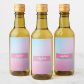 Trendy Contemporary Aquamarin Pink Blue Weinetikett (Flaschen)