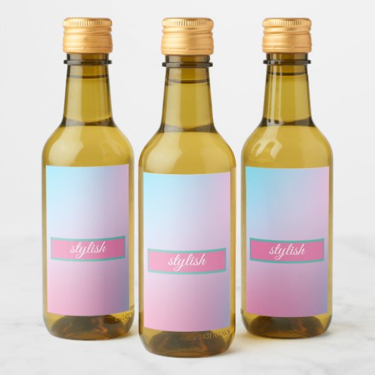 Trendy Contemporary Aquamarin Pink Blue Weinetikett (Flaschen)