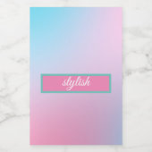 Trendy Contemporary Aquamarin Pink Blue Weinetikett (Einzelnes Label)