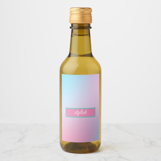 Trendy Contemporary Aquamarin Pink Blue Weinetikett (Vorderseite)