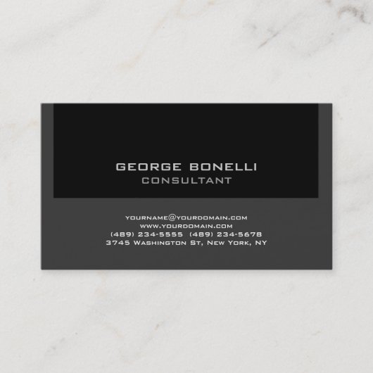 Trendy Contemporary Black Gray Business Card Visitenkarte (Vorderseite)