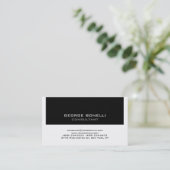 Trendy Contemporary Black & White Business Card Visitenkarte (Stehend Vorderseite)
