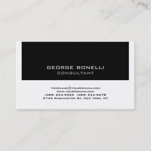 Trendy Contemporary Black & White Business Card Visitenkarte (Vorderseite)