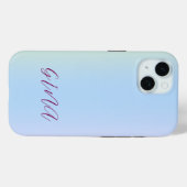 Trendy Contemporary Name Light Blue Case-Mate iPhone Hülle (Rückseite (Horizontal))