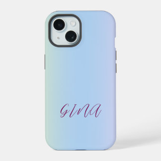 Trendy Contemporary Name Light Blue iPhone 15 Hülle