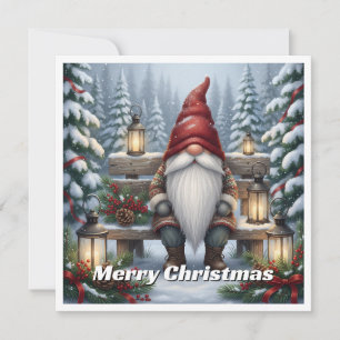 Trendy Contemporary Non Foto Christmas Gnome Feiertagskarte