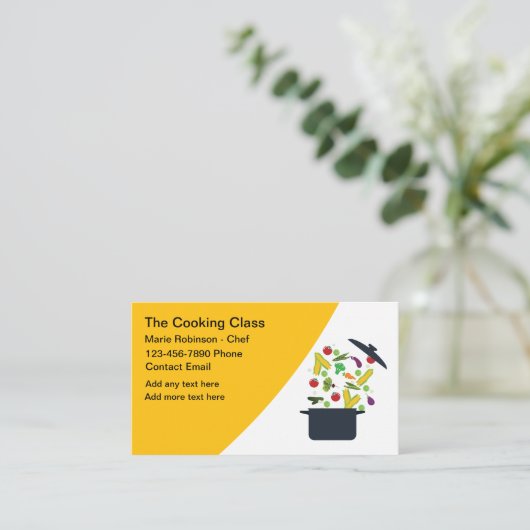 Trendy Cooking Class Koch Business Cards. Visitenkarte (Stehend Vorderseite)